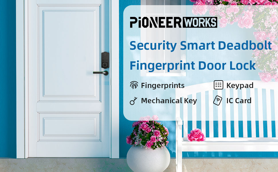 GARVEE PIONEERWORKS Keyless Entry Door Lock 5 in 1 Smart Lock Fingerprint Deadbolt