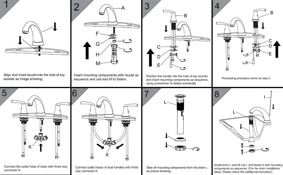 GARVEE Bathroom Faucet 3 Hole 8 Inch Widespread Bathroom Faucet With UPC Supply Lines