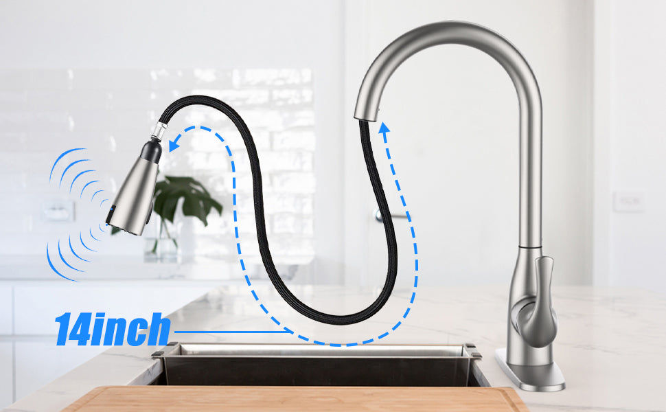 GARVEE Touchless Kitchen Faucet With Pull Down Sprayer Double Sensor Pulldown Faucet High Arc Single Handle Faucet