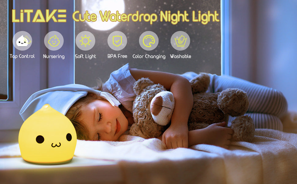 GARVEE Cute Night Light Battery Night Lights for Kids Silicone Tap Light Baby Toddler Kids Night Lights for Bedroom