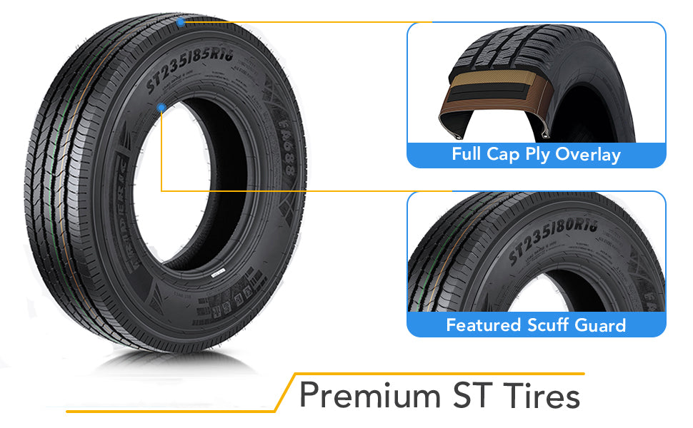 GARVEE 2 Pack ST235/80R16 14PR Trailer Tires ST Radial All Steel Heavy Duty Premium Trailer Radial Tires