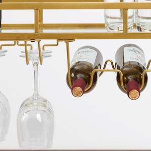 GARVEE Large Bar Cart Home Bar Serving Cart Wine Cart with 2 Mirrored Shelves Wine Holders Gold