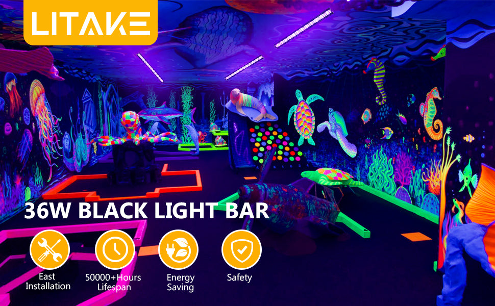 GARVEE Litake 36W Black Light for Glow Party 2 Packs
