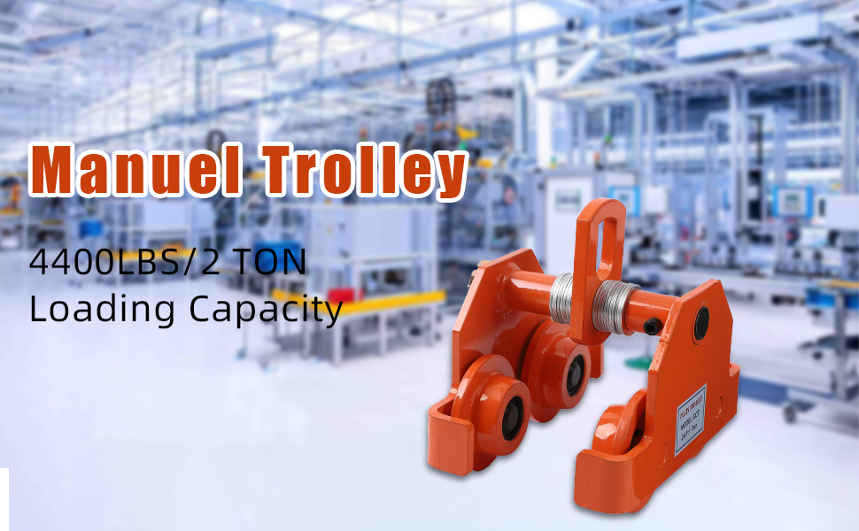 GARVEE Manual Trolley 4400LBS 2Ton Load Capacity Beam Trolley with Dual Wheels Adjustable Width