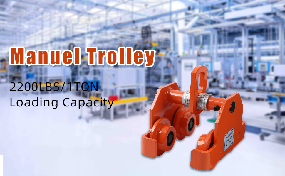 GARVEE Manual Trolley 2200LBS/1Ton Load Capacity Beam Trolley with Dual Wheels Adjustable Width