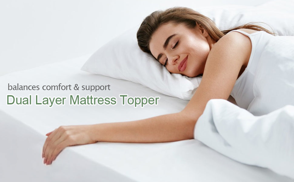 GARVEE Mattress Topper Queen Medium Firm Memory Foam Mattress Topper 4-Inch Dual Layer Bed Topper