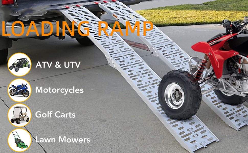 GARVEE ATV Motorcycle Ramps 7.5 FT Aluminum Folding Loading Ramps Kit 750lbs Capacity