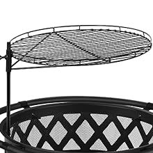 GARVEE Outdoor 2 in 1 Fire Pit 30 Inch Wood Burning FirePit with Grill Spark Screen