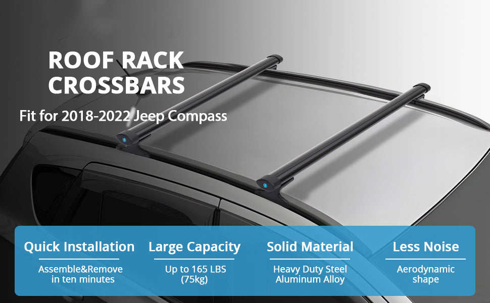 GARVEE Roof Rack Cross Bars Roof Rails with Lock Crossbar Compatible with 2018-2022 Jeep Compass