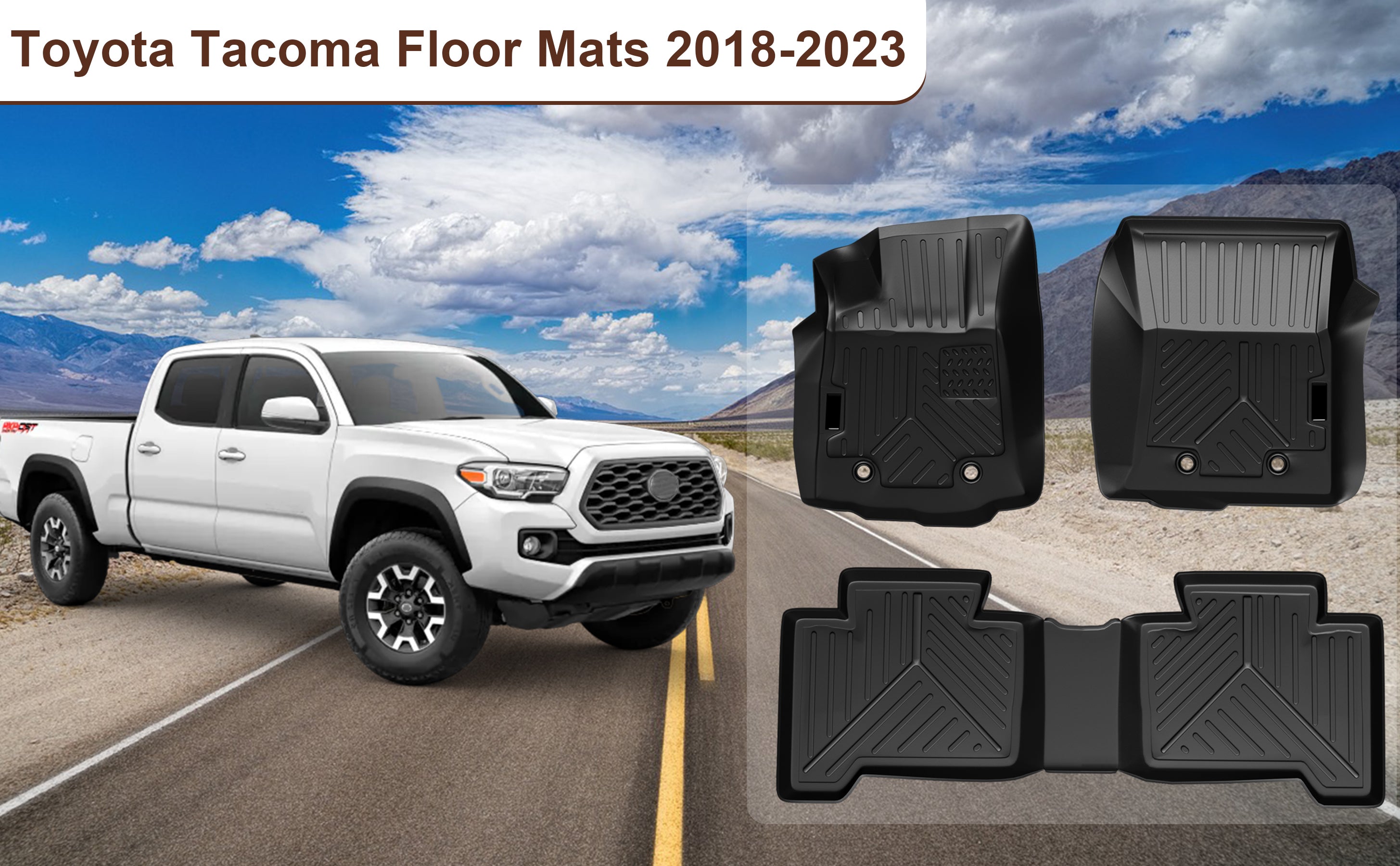 2018-2024 Tacoma Double Cab TPE All-Weather Mats, 1st & 2nd Row