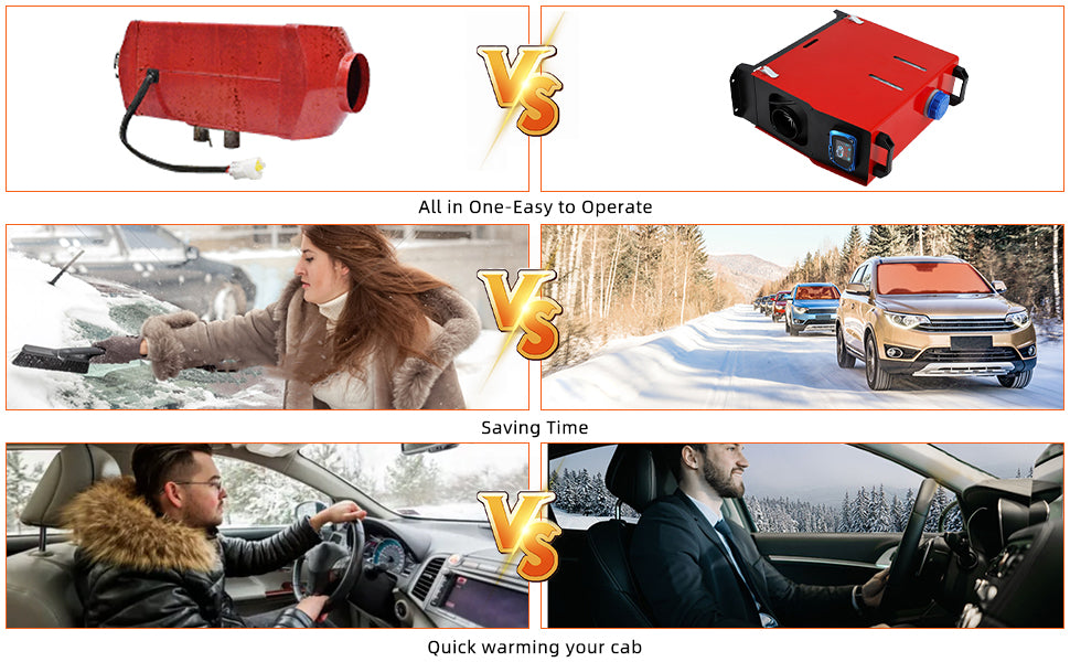 GARVEE 12V 8KW Diesel Air Heater Remote Control and LCD Display Diesel Heater with Silencer Red