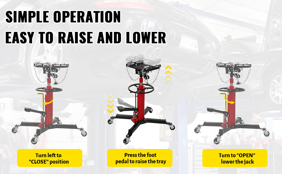 1322lbs Hydraulic Transmission Jack Lift, 33.8-72.8 Inch Lift