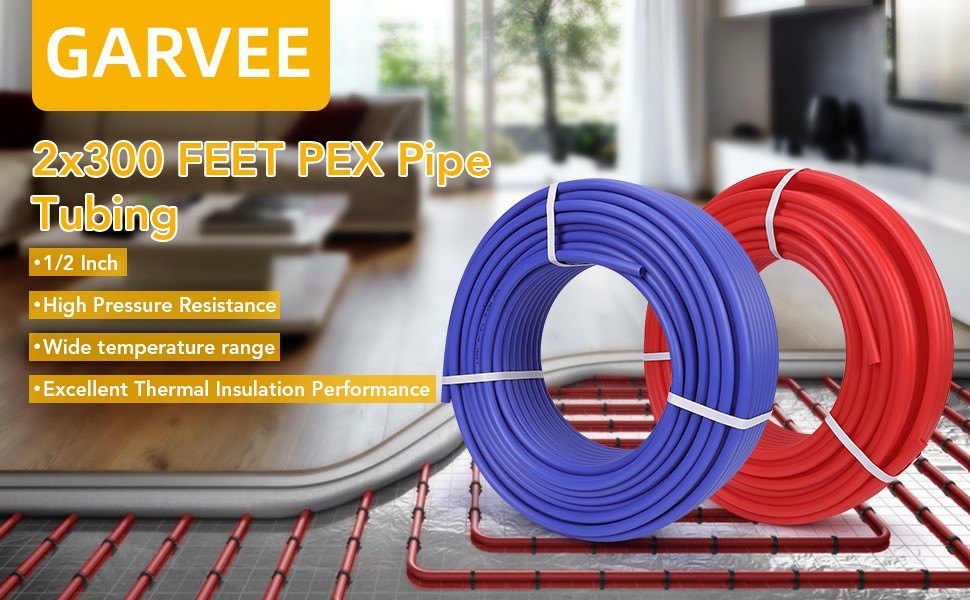GARVEE PEX Tubing PEX A Pipe 2X 300FT Tube Coil for Residential Commercial Radiant Floor Heating