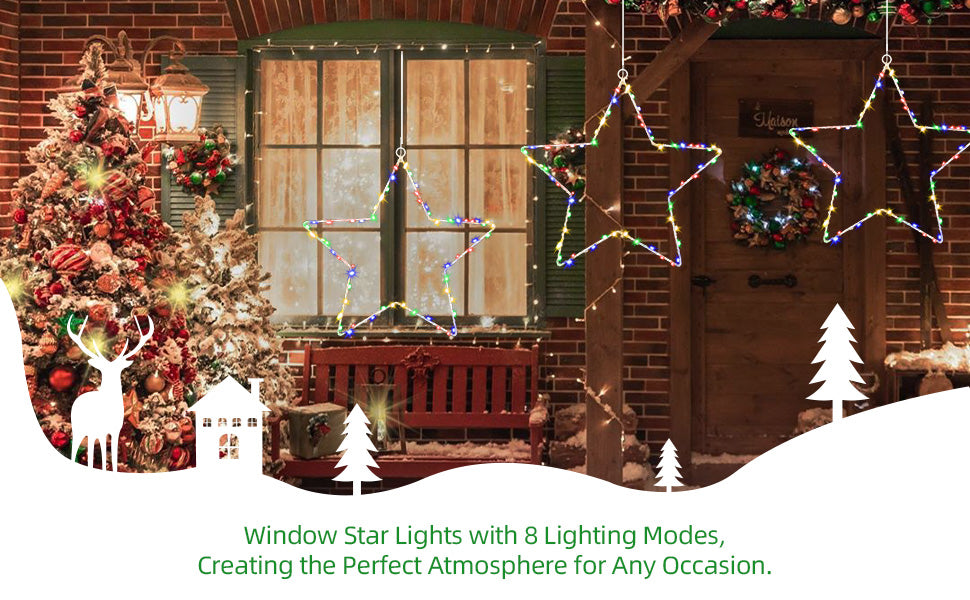 GARVEE Christmas Window Star Lights 5 Pack Battery Operated Lights Decorations with Timer and Remote