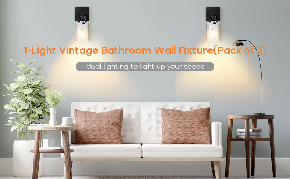 GARVEE Bathroom Vanity Light Wall Sconces Set of Two Black Bathroom Light Fixtures