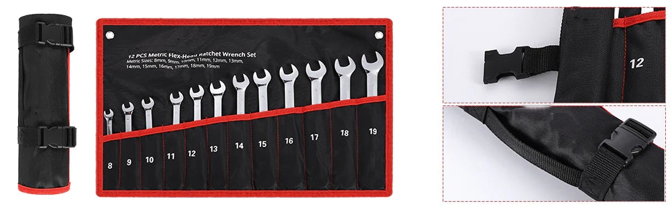 GARVEE Wrench Set Ratcheting Combination Set 72-Teeth Cr-V Steel Ratchet Wrenches Set