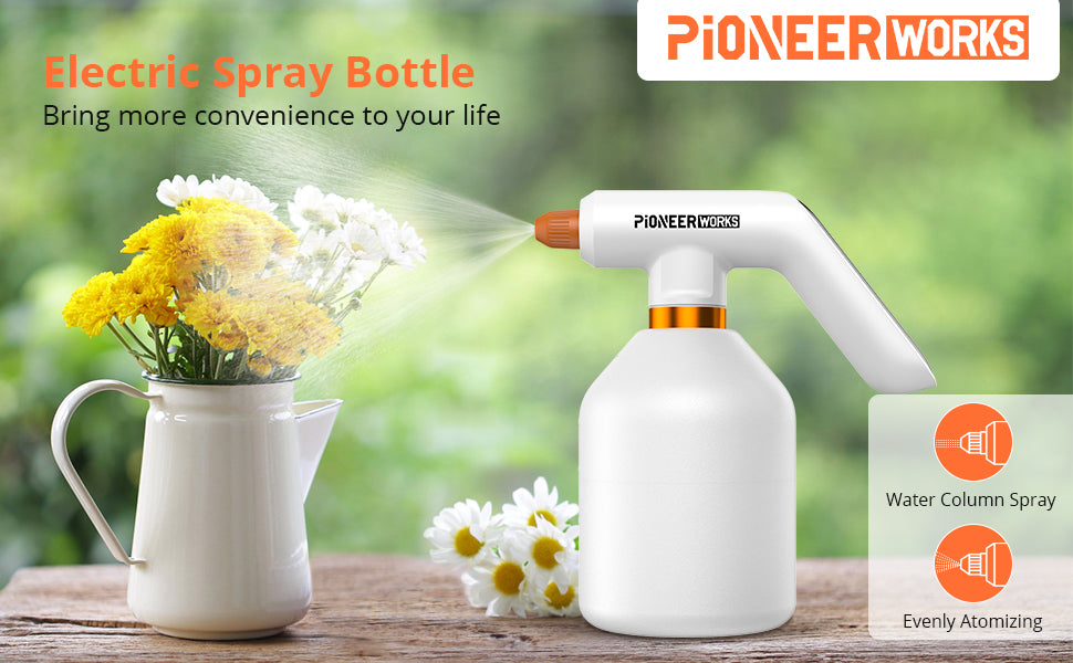 PIONEERWORKS Electric Plant Spray Bottle Electric Handheld Watering Can with Indicator Light