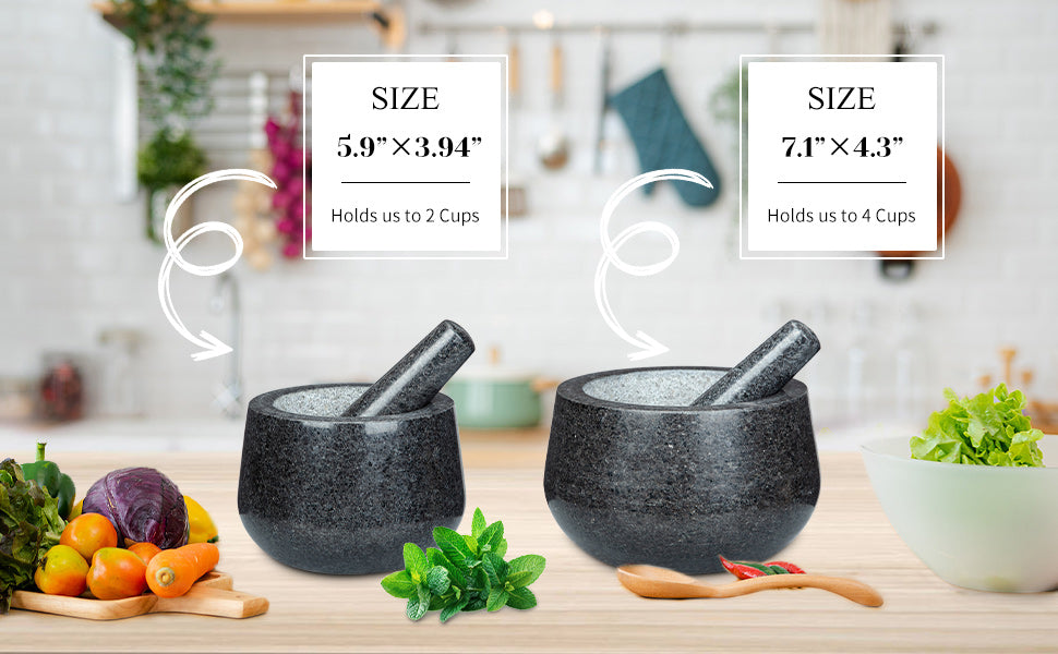 Polished Granite Mortar & Pestle, Large, Salsa & Pesto Grinder