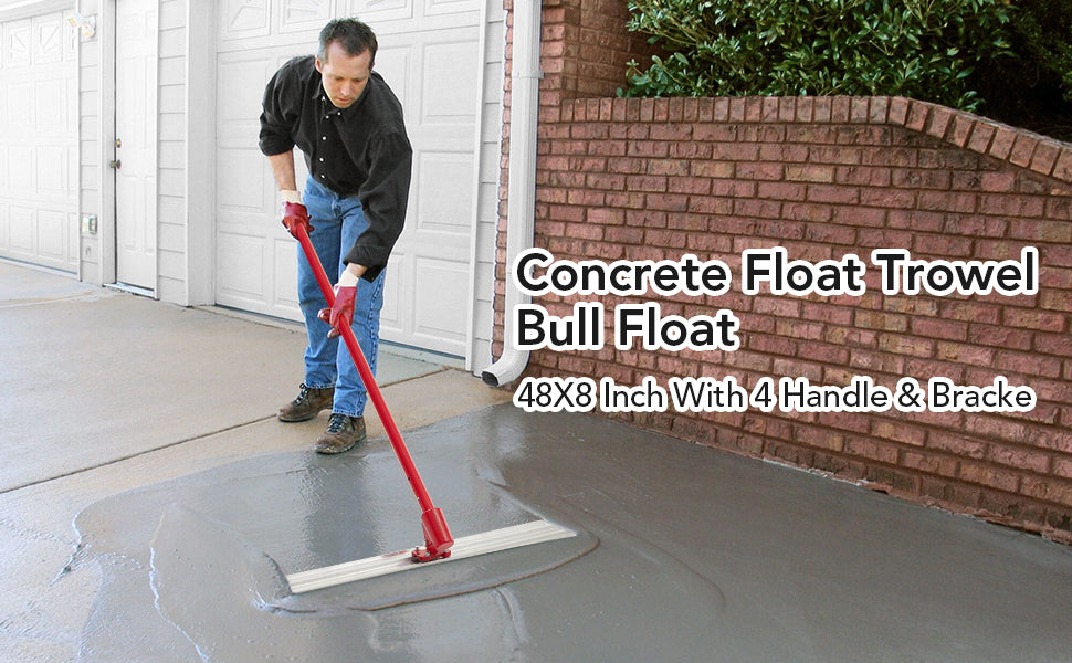 GARVEE Bull Float Magnesium Concrete Float 48 x 8 inch Round End Concrete Float Tool Cement Tool