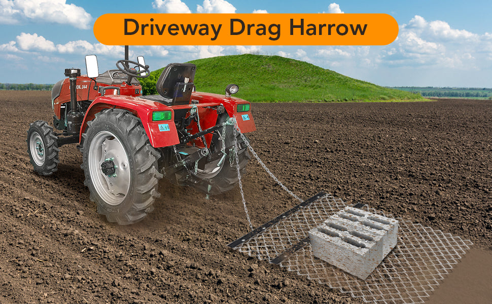 GARVEE Drag Harrow 4ft x 5ft ATV Chain Harrow UTV Drag Grader Tractor Attachments for Farm and Garden