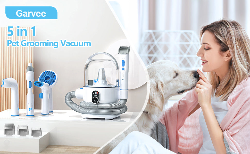 5-in-1 Pet Grooming Kit, Low Noise Vacuum, 2L Dust Cup