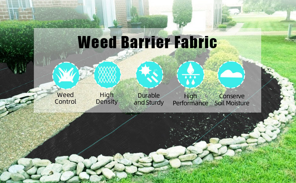 GARVEE 5.8oz 4ft x 100ft Weed Barrier Landscape Fabric Premium Ground Cover Weed Block Gardening Mat