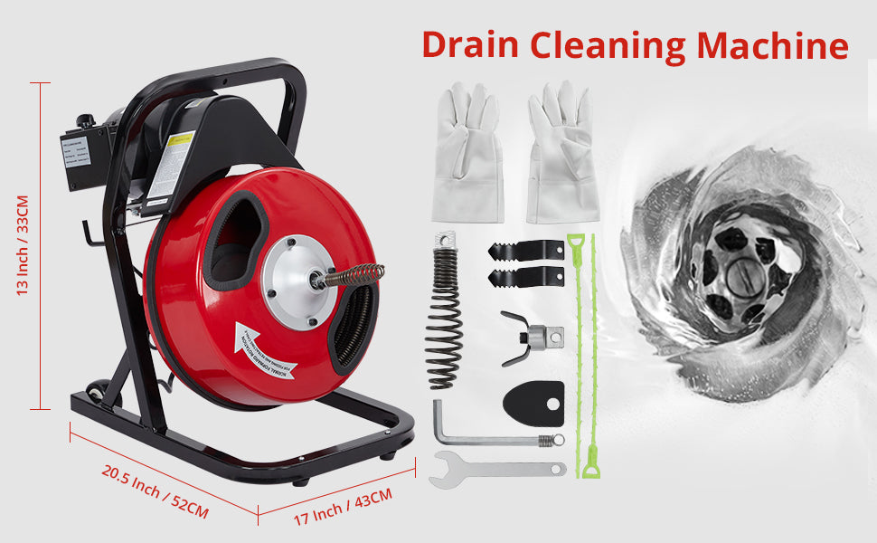 GARVEE Drain Cleaner Machine Professional Automatic Electric Drain Auger for 1 to 4 Inch Pipes