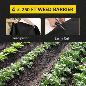 GARVEE 4ft x250ft Weed Barrier Landscape Fabric Premium Non-Woven 1.8oz Ground Cover Gardening Mat