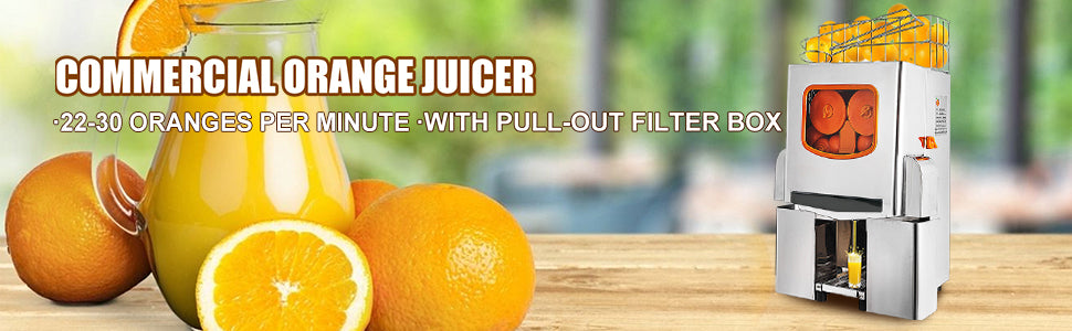 110V 120W Commercial Juicer, 22-30 Oranges/Min, Dual Buckets