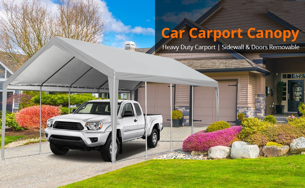 GARVEE Carport 13×25 FT Heavy Duty Car Canopy with Removable Sidewalls & Zipper Doors