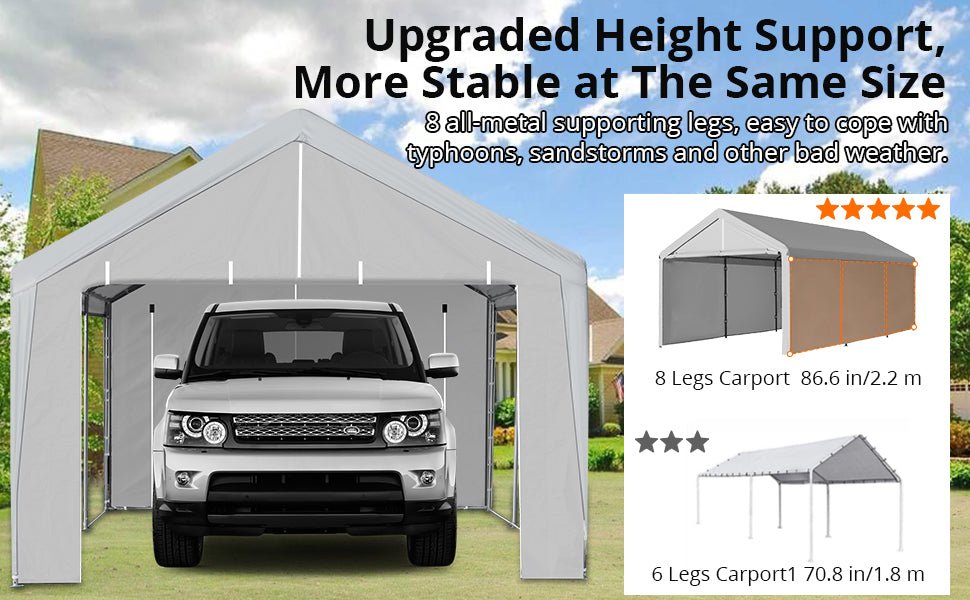 GARVEE Carport 10×20 FT Heavy Duty Car Canopy Storage Shed Portable Garage Party Tent