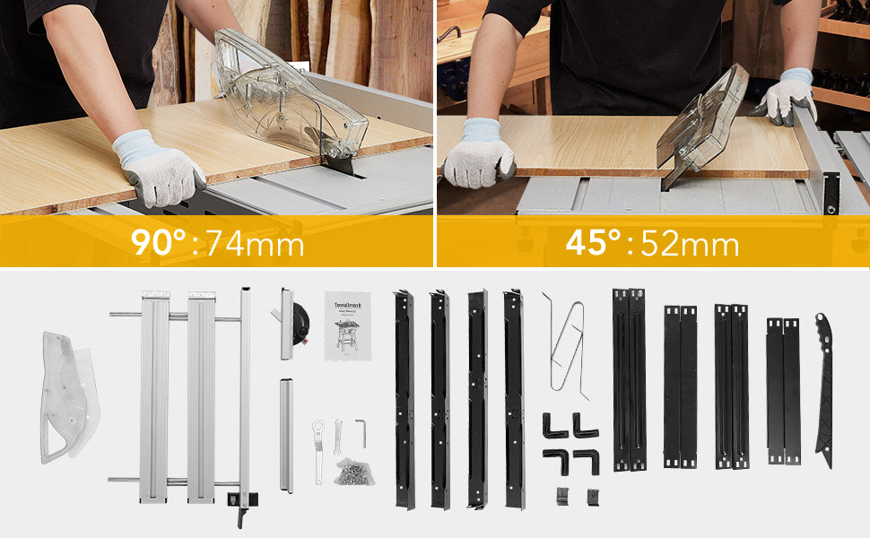 10 Inch Woodworking Table Saw, 15A, Up to 5000RPM, Bevel Cut