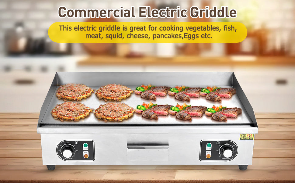 Commercial 22 Inch 1600W Electric Countertop Grill, 122°F-572°F