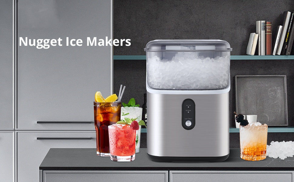 GARVEE Nugget Ice Maker Countertop Machine 36Lbs/24H with Soft Chewable Ice Self-Cleaning