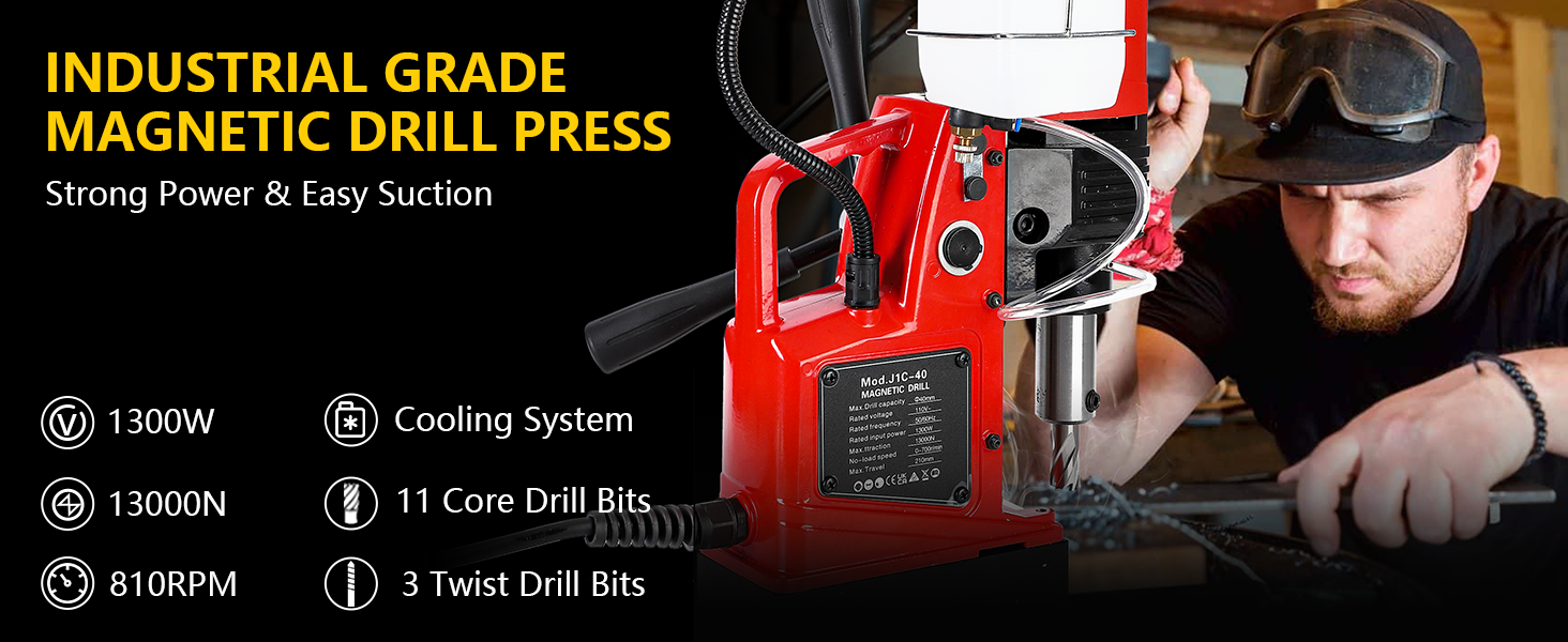 1.57 Inch 1300W Mag Drill Press,Dia 2922lbf for Industrial Use