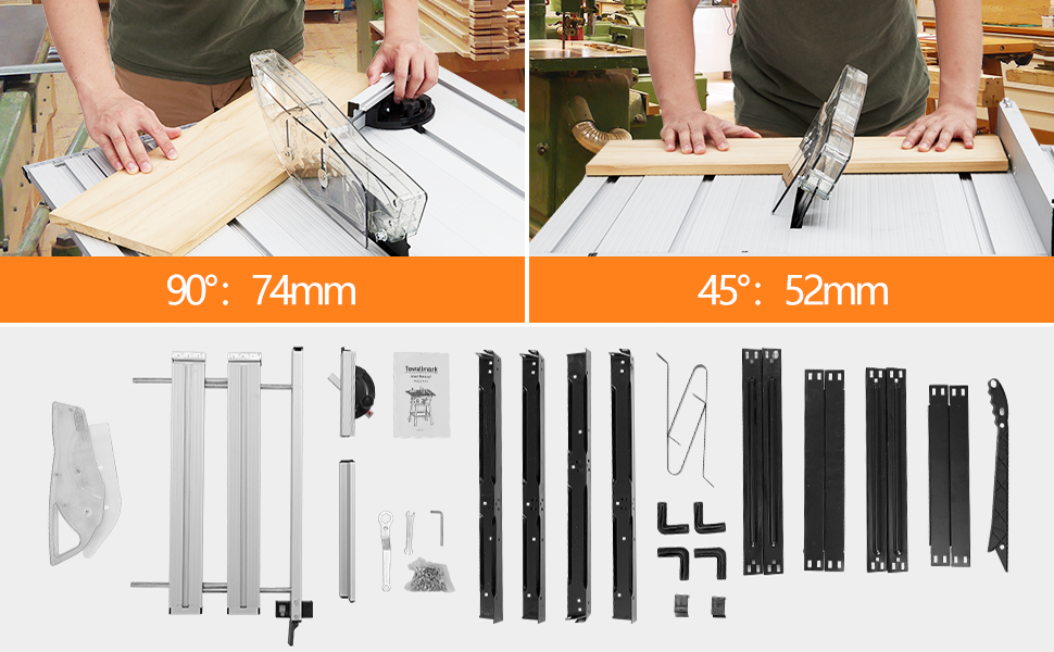 Multifunctional 10 Inch Table Saw 15A, 5000RPM with Bevel Cut