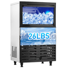 120Lbs/24H Ice Machine, 26Lbs Bin, 60 Cubes in 11-20 Min