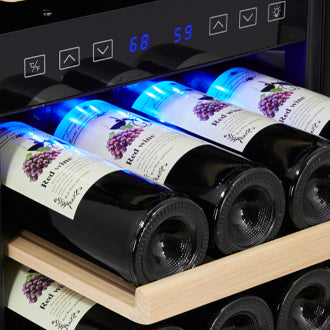 Dual Zone Wine Cooler, 33 Bottles & 96 Cans, Stainless Steel