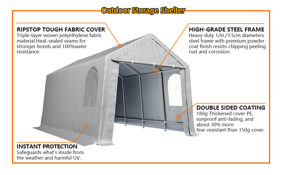 Portable Shed Outdoor Storage Shelter, 13x20 FT Heavy Duty Storage Shed