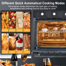24 Inch 70L Single Wall Oven with 5 Modes, Mechanical Knobs