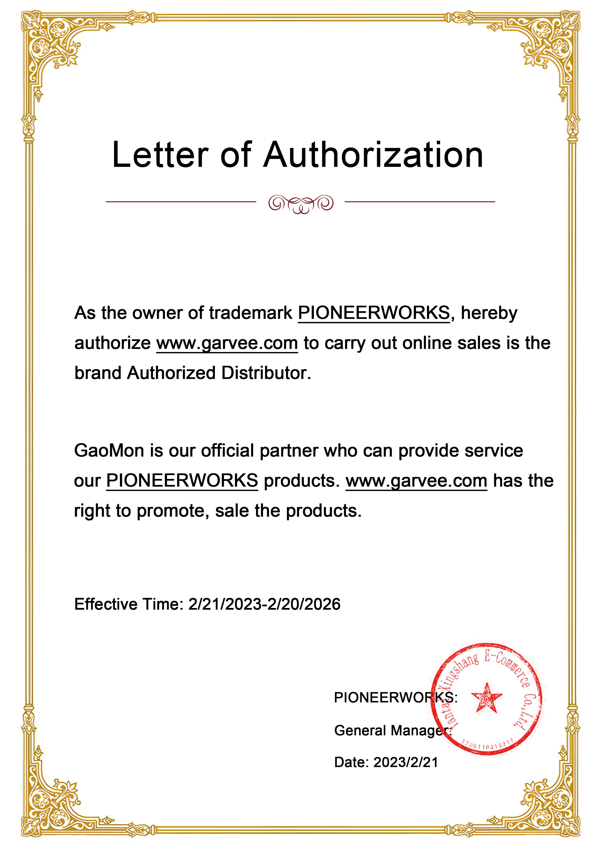 Pioneerworks Brand Authorization