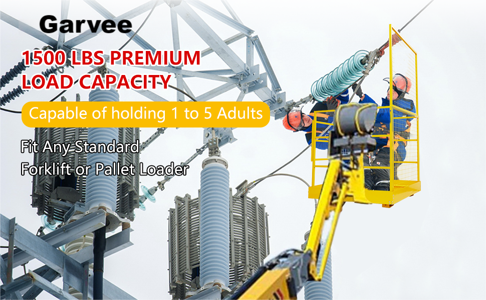 GARVEE Foldable Forklift Safety Cage 43x45 Inch Forklift Work Platform 1500LBS Load Capacity