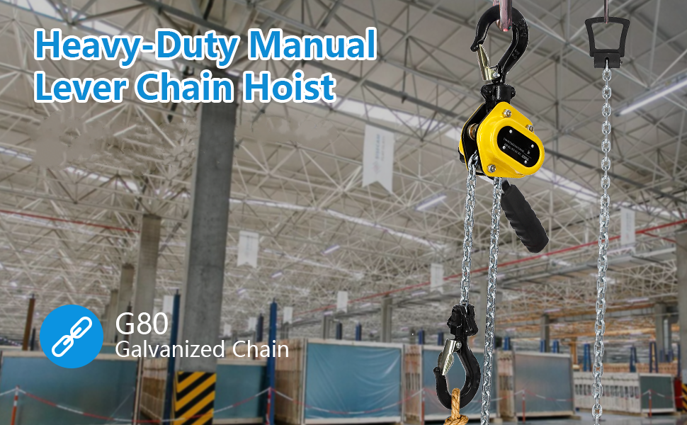 0.25T 10Ft Lever Chain Hoist w/Portable Hooks