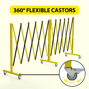 Retractable 19.8FT Safety Barrier Gate, Metal with Warning Board