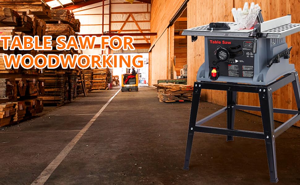 1800W 10in Table Saw, 5000RPM, Stand & Safet