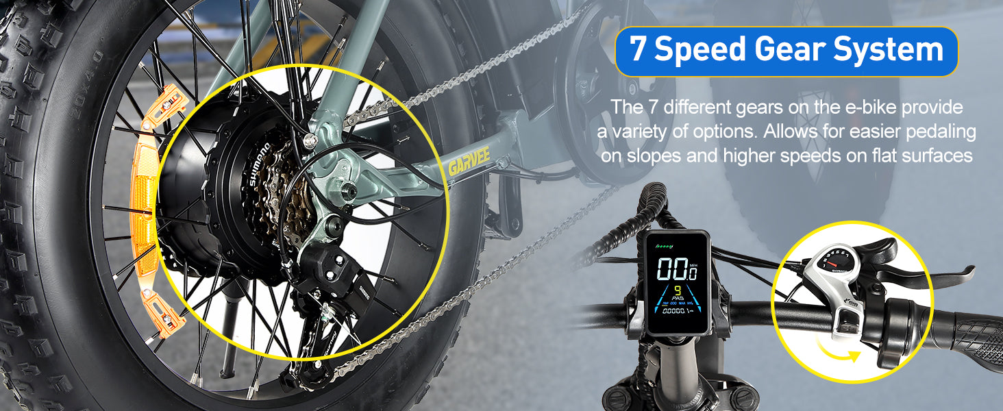 Foldable Ebike 500W, 55 Miles Range, 20Mph, Shimano 7-Speed