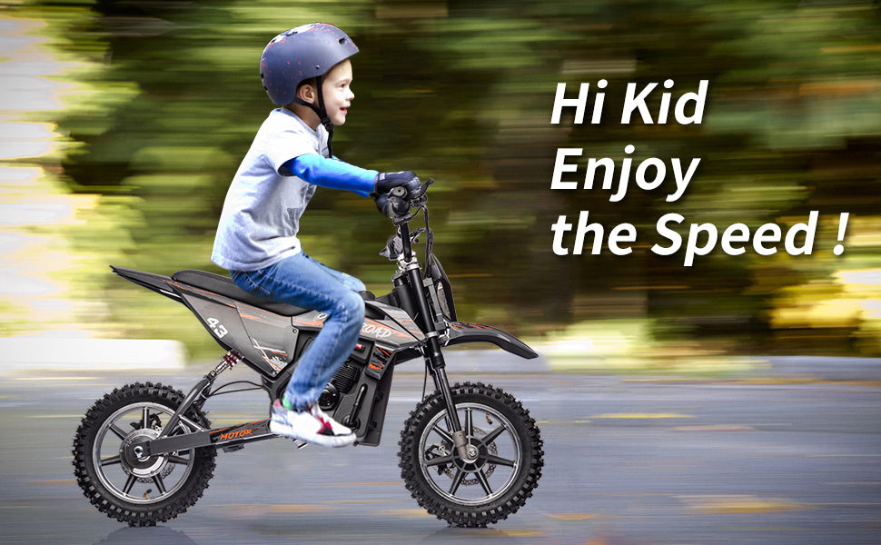 36V Kids Electric Dirt Bike, 350W, 15.5MPH, LED, 175lbs Max