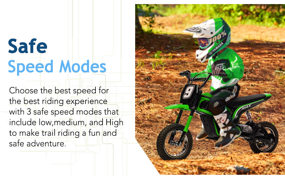 GARVEE Electric Dirt Bike 350W Electric Motorcycle 3-Speed Modes Motorcycle for Kids Ages 3-10