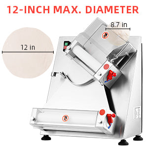 GARVEE Commercial Pizza Dough Roller Sheeter 370W Electric Stainless Steel Pizza Dough Roller