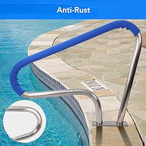 GARVEE Pool Handrail 39x32 Inch Swimming Pool Stair Rail 250LBS Load for Inground Pool